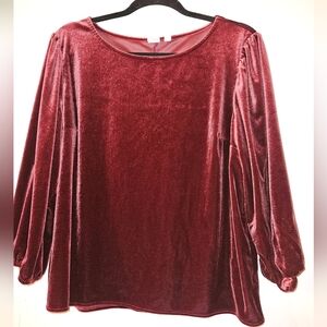 GAP Elegant Velvet Women's Top in Rich Burgundy
